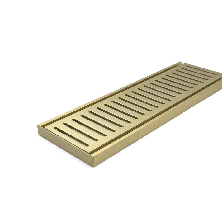 Muses Aluminium Slimline Tile Insert Floor Grate Brushed Gold 300 * 100 * 21mm