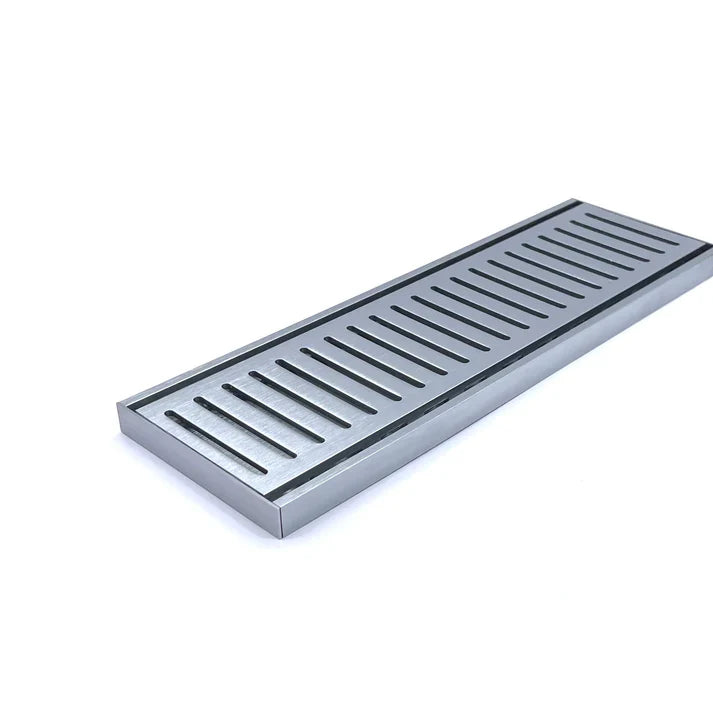 Muses Aluminium Slimline Tile Insert Floor Grate Brushed Silver 300 * 100 * 14mm