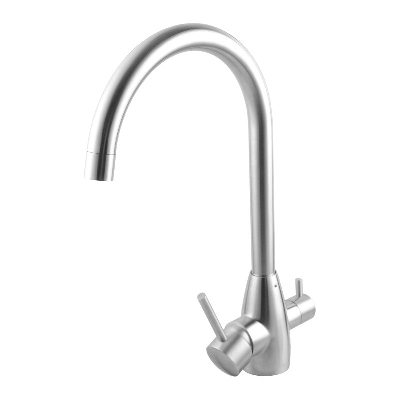 Brushed Nickel 3 Way Pure Drinking Water Hot & Cold Swivel Spout Kitchen Mixer