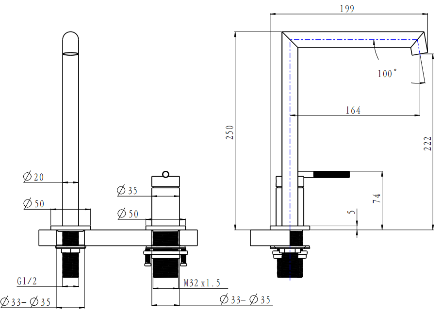 Caddence Brushed Gunmetal  Basin Mixer