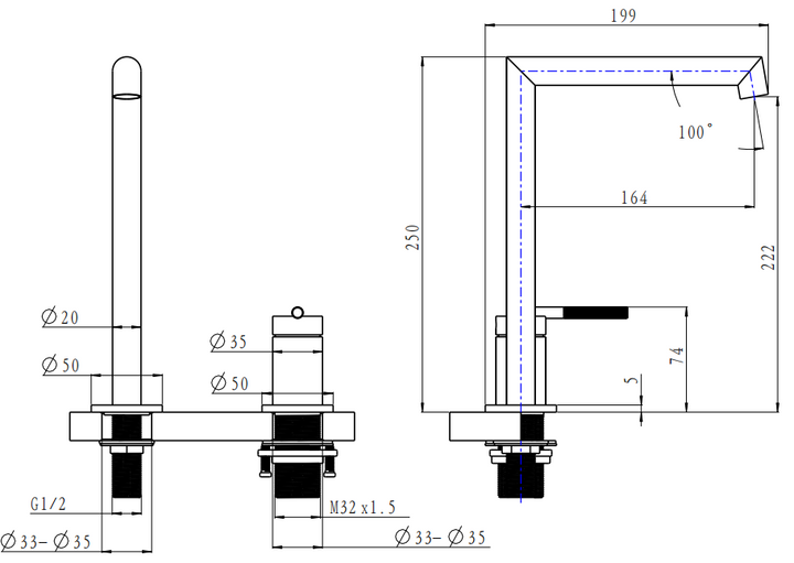 Caddence Brushed Nickel Basin Mixer