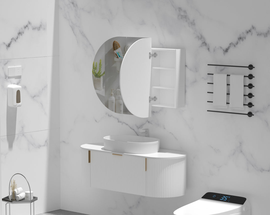 CARYSIL Mystic 1200X750mm MATTE WHITE OVAL Shaving Cabinet