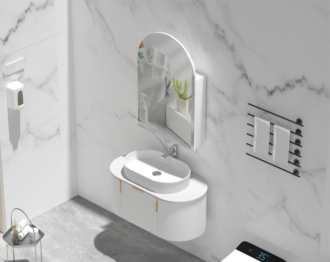 CARYSIL Imperial 450x900mm MATTE WHITE Arch Shaving Cabinet