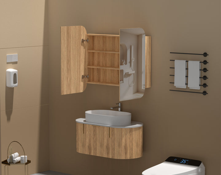 CARYSIL  900x800mm Grand Walnut Shaving Cabinet