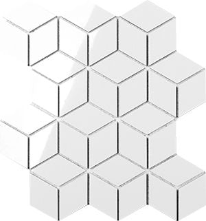 CERAMIC DIAMOND CUBE WHITE MATT MOSAIC 80X46MM - PT- EV- CM-PWH-DIAC80-M