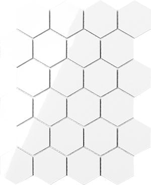 CERAMIC WHITE GLOSS HEXAGON MOSAIC 62X72MM - PT- EV- CM-PWH-HEX62-G