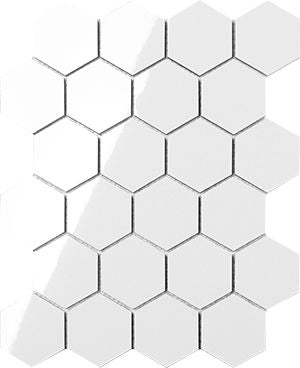 CERAMIC WHITE MATT HEXAGON MOSAIC 62X72MM - PT- EV- CM-PWH-HEX62-M