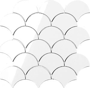 CERAMIC WHITE MATT SCALLOP MOSAIC 66X78MM - PT- EV- CM-PWH-SCAL65-M