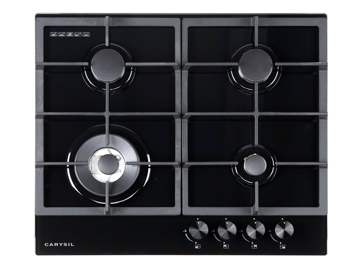 Carysil Built-In Black Glass 4 Burner Gas Hob 60cm