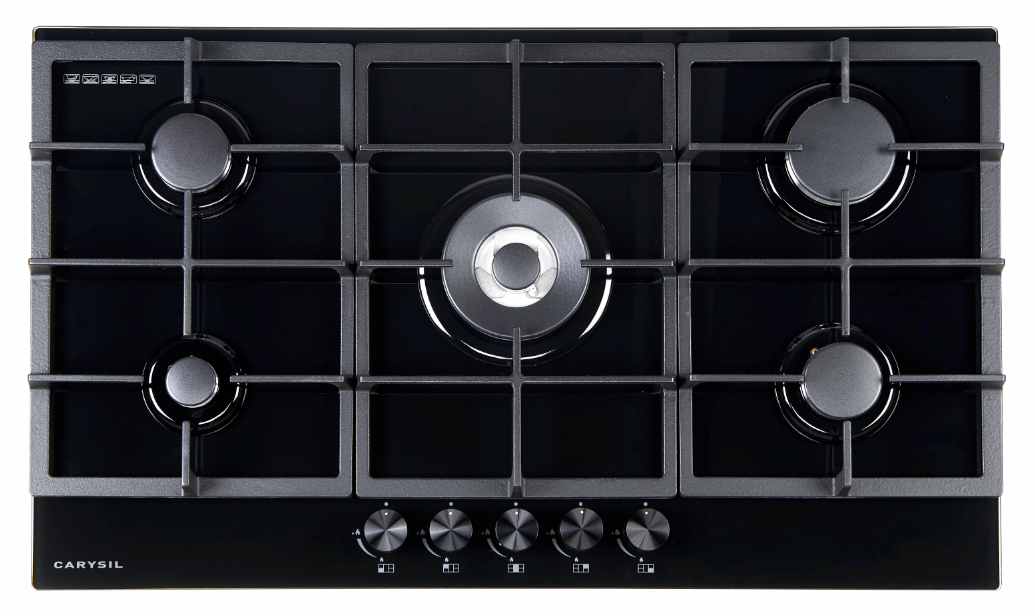 Carysil Built-In Black Glass Gas Cooktop 90cm