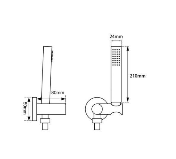 Round Brushed Brass Shower Rail with Hanheld Shower (Stainless Steel Hose)