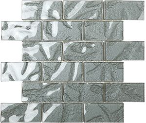 METALLIC STEEL GLOSS BRICK MOSAIC 100X50MM - PT- EV- EM103-50100-BK