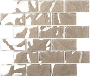 METALLIC CHAMPAGNE GLOSS BRICK MOSAIC 100X50MM - PT- EV- EM109-50100-BK