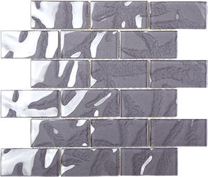 METALLIC SHANGRILA GLOSS BRICK MOSAIC 100X50MM - PT- EV- EM111-50100-BK