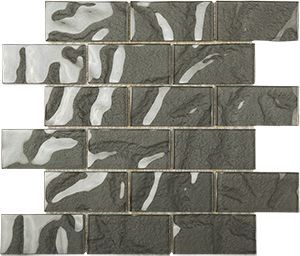 METALLIC METROPOLIS GLOSS BRICK MOSAIC 100X50MM - PT- EV- EM115-50100-BK