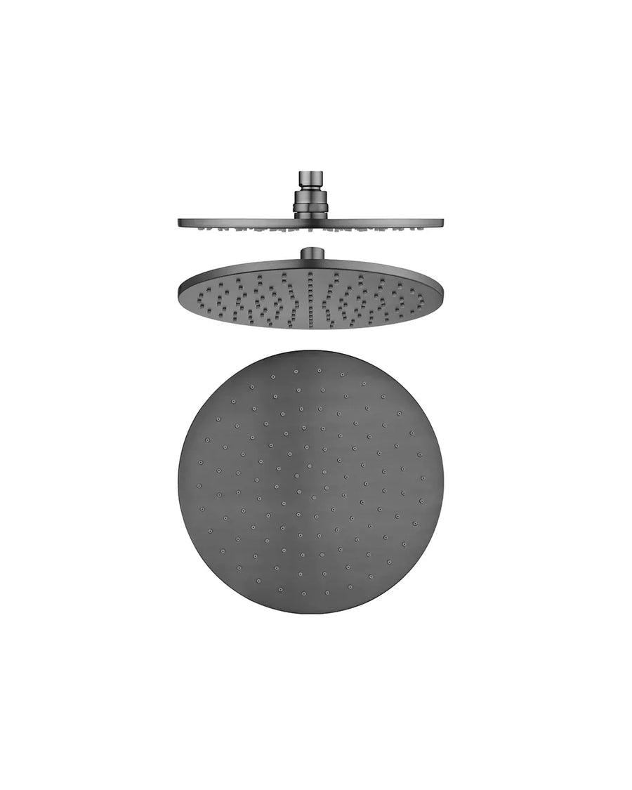 Round Gun Metal Grey Brass Shower Head 250mm (Brass)