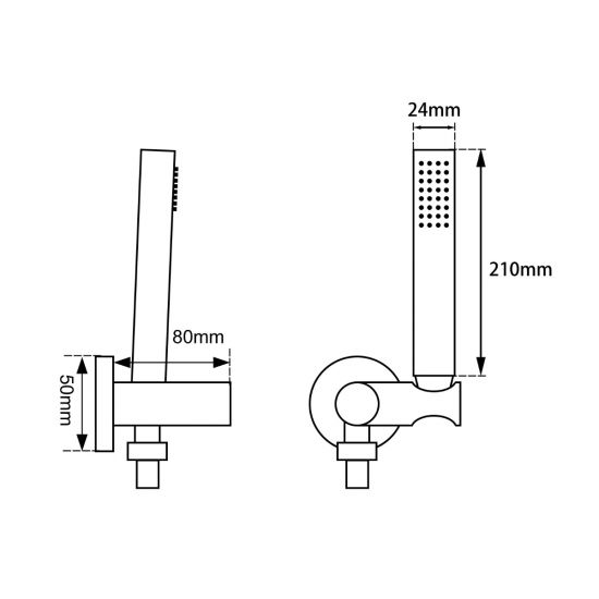 Round Gun Metal Grey Shower Rail with Hanheld Shower (Stainless Steel Hose)