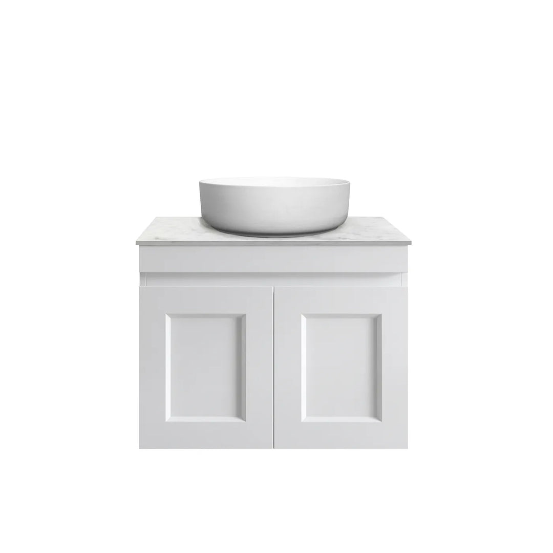 SATIN WHITE HAMPTON MARK II 600MM WALL HUNG VANITY HPM600WST-CA-12TH