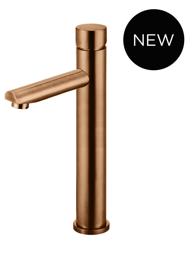 Round Pinless Tall Basin Mixer - Lustre Bronze