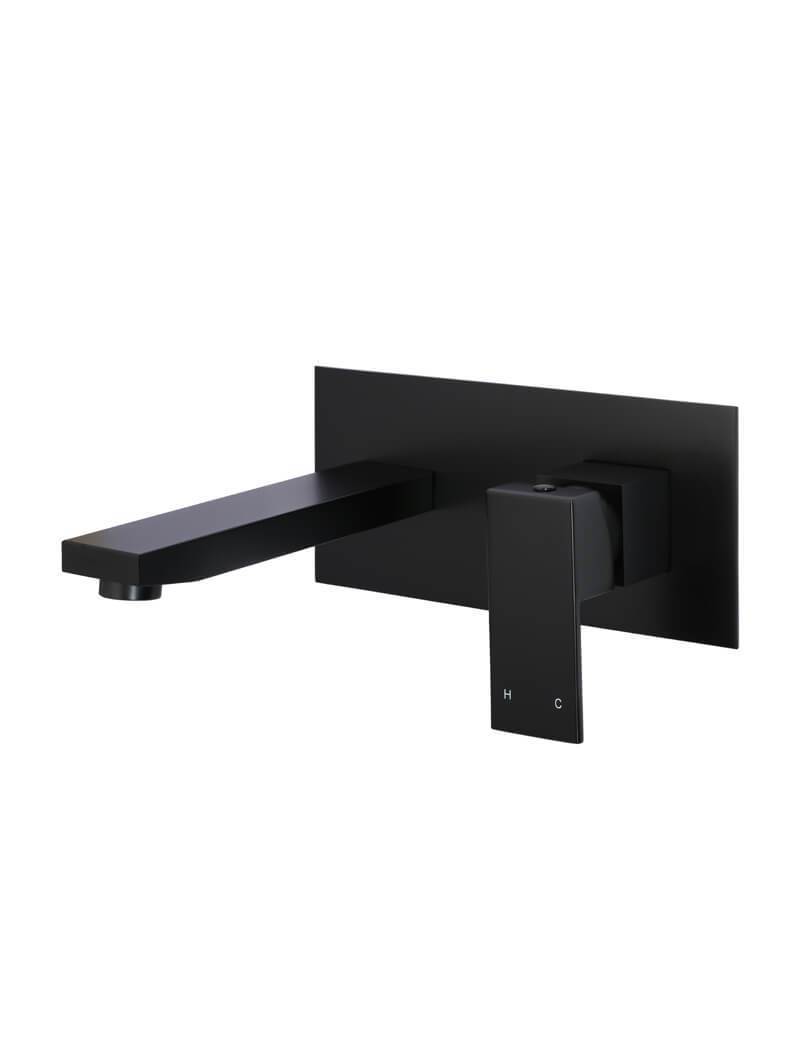 Square Wall Basin Mixer and Spout - Matte Black