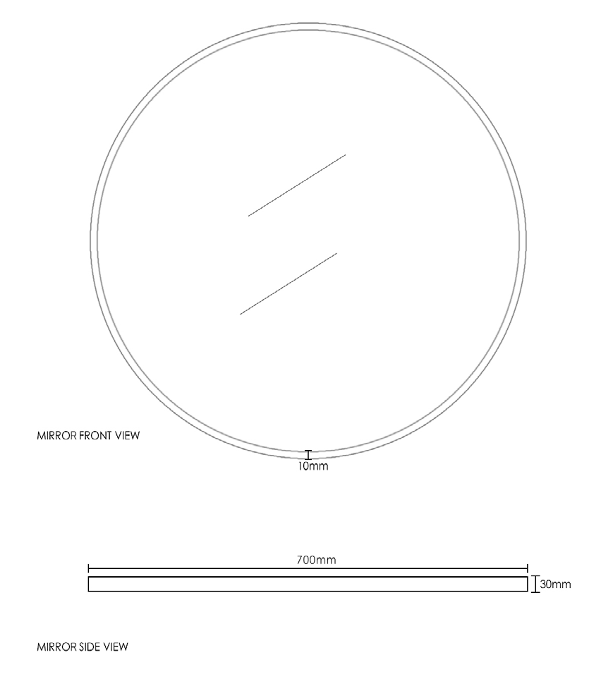 London Black Metal Frame Mirror 700mm MFM700BG