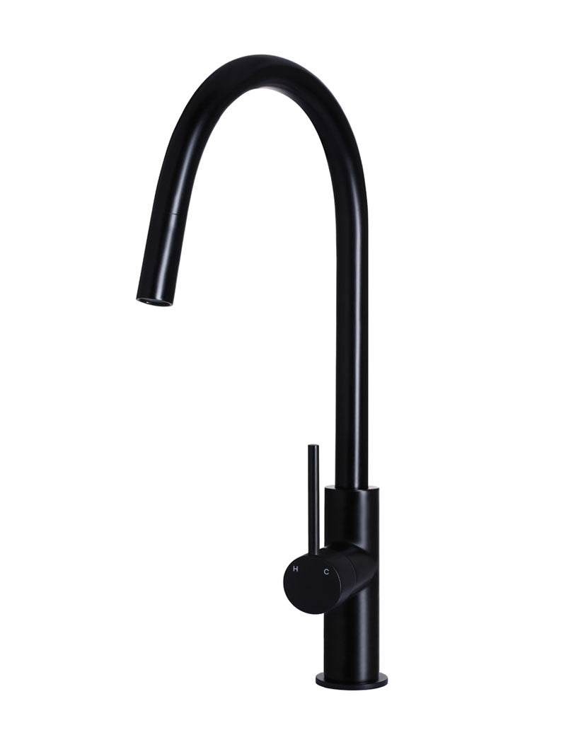 Round Piccola Pull Out Kitchen Mixer Tap - Matte Black