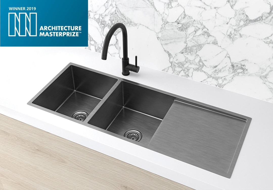 Lavello Kitchen Sink - Double Bowl & Drainboard 1160 x 440 - PVD Gunmetal Black