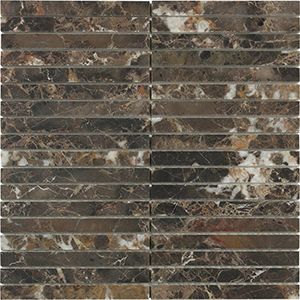 EMPERADOR DARK HONED STRAIGHT MARBLE MOSAIC 15X150 - PT- EV- MM-EMP-15150RH