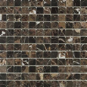 EMPERADOR DARK POLISHED MARBLE MOSAIC 25X25MM - PT- EV- MM-EMP-25P