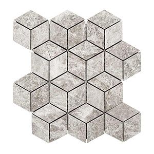 MARBLE SILVER GREY DIAMOND CUBE HONED MOSAIC 45X78 - PT- EV- MMEX-SVG-DIA80H