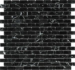 MARBLE NERO MARQUINA BRICK POLISHED MOSAIC 32X15MM - PT- EV- MM-NERM-1532P