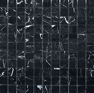 MARQUINA NERO POLISHED MARBLE MOSAIC 25X25MM - PT- EV- MM-NERM-25P