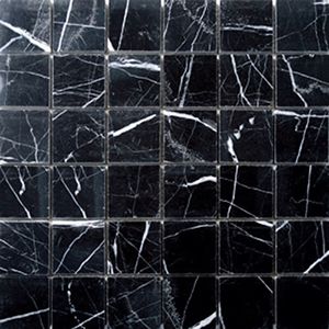 MARQUINA NERO POLISHED MARBLE MOSAIC 50X50MM - PT- EV- MM-NERM-50P