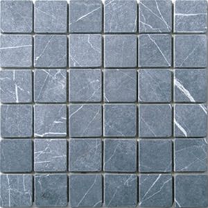 MARQUINA NERO TUMBLED MARBLE MOSAIC 50X50MM - PT- EV- MM-NERM-50T