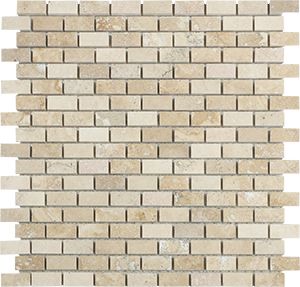 TRAVERTINE CLASSICO BRICK POLISHED MOSAIC 32X15MM - PT- EV- MM-TRAC-1532P