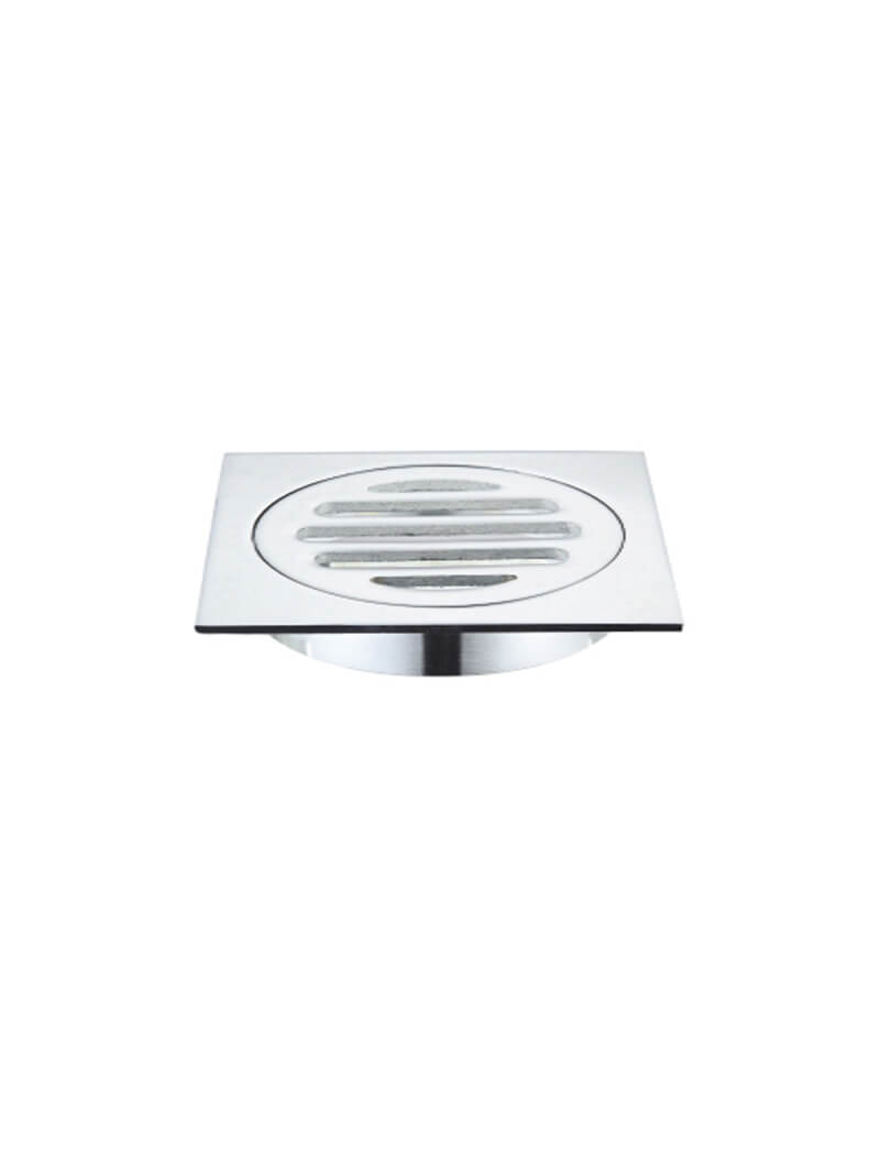 Square Floor Grate Shower Drain 80mm outlet - Polished Chrome