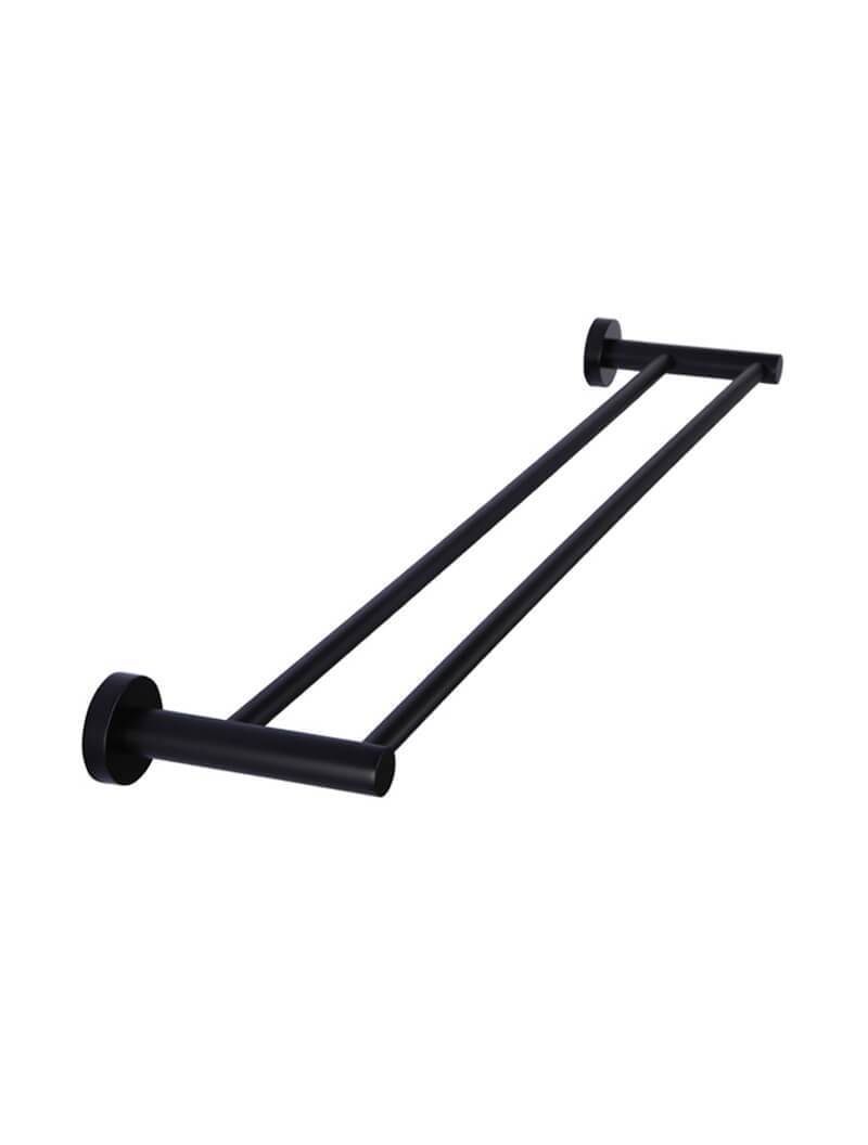 Round Double Towel Rail 600mm - Matte Black