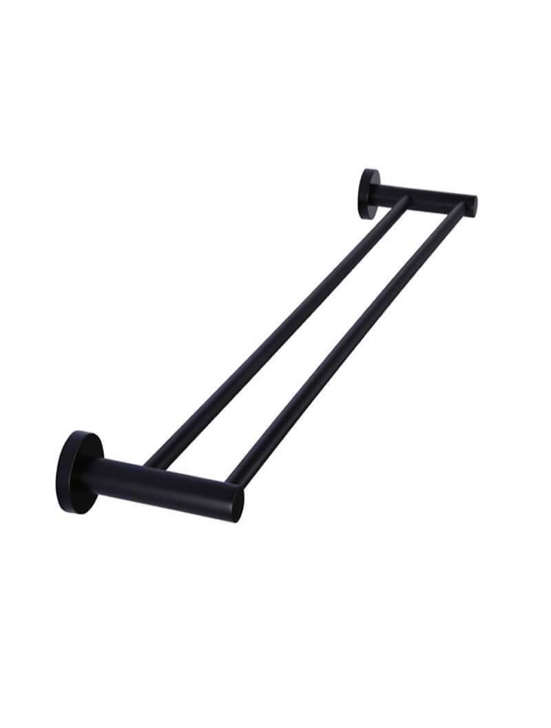 Round Double Towel Rail 900mm - Matte Black