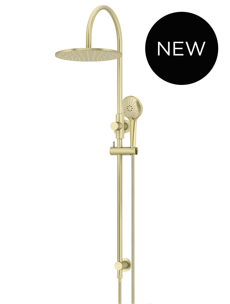Round Gooseneck Shower Set with 300mm rose, Three-Function Hand Shower - PVD Tiger Bronze