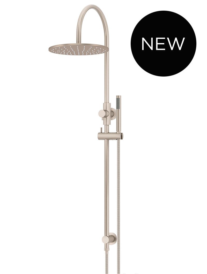 Round Gooseneck Shower Set with 300mm rose, Single-Function Hand Shower - Champagne