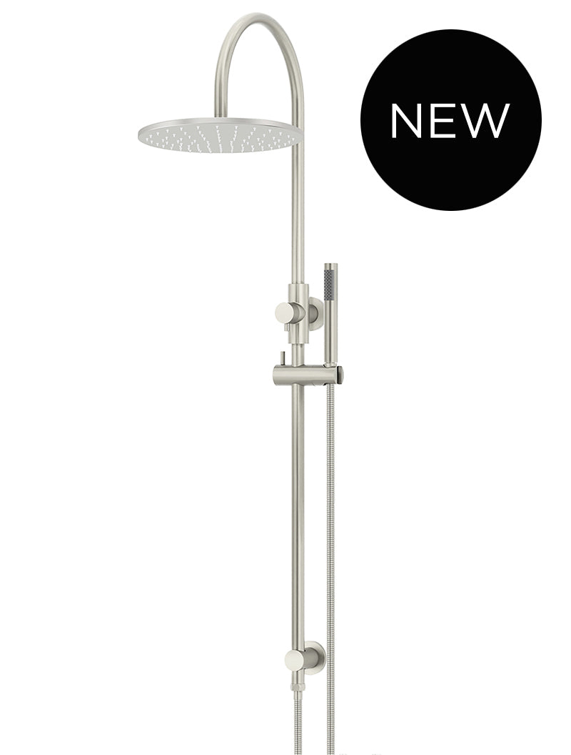 Round Gooseneck Shower Set with 300mm rose, Single-Function Hand Shower - PVD Brushed Nickel