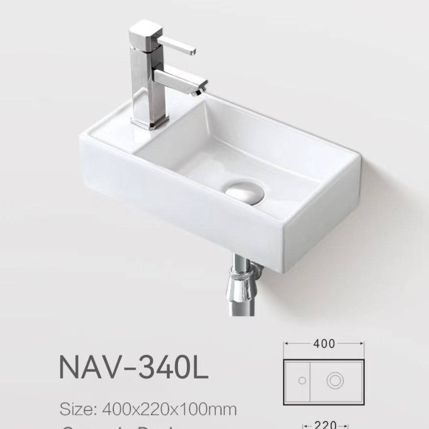 400x220x100mm Gloss White Above Counter Ceramic Basin