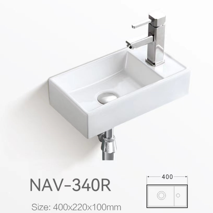 400x220x100mm Gloss White Above Counter Ceramic Basin