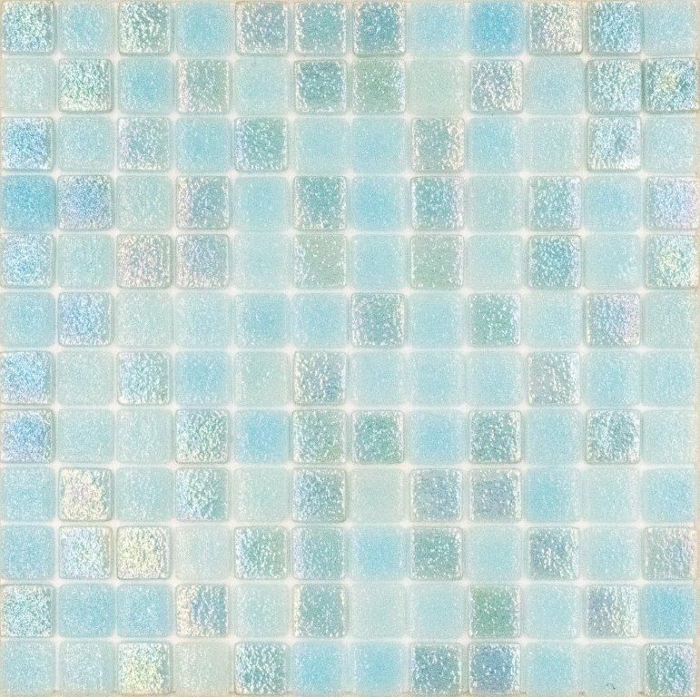 AQUA GREEN IRIDESCENT POOL GLASS MOSAIC 25X25MM - PT- EV- PGM-ST-AG-25