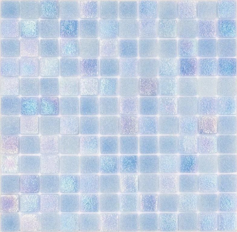 SKY BLUE IRIDESCENT POOL GLASS MOSAIC 25X25MM - PT- EV- PGM-ST-SB-25