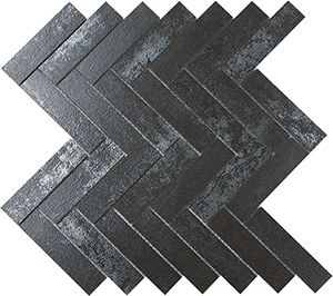 METALLIC SILVER HERRINGBONE GLAZED MOSAIC 25X100MM - PT- EV- PM-1962-25100-HB