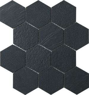 HEXAGON ROCKFACE CHARCOAL MOSAIC 83X96MM - PT- EV- PM-CC-HEX85-BRS