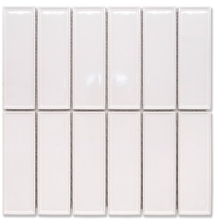 PORCELAIN BRICK 3D WHITE GLOSS MOSAIC 47X147MM - PT- EV- PM-CO3D-WHT-BK50150G