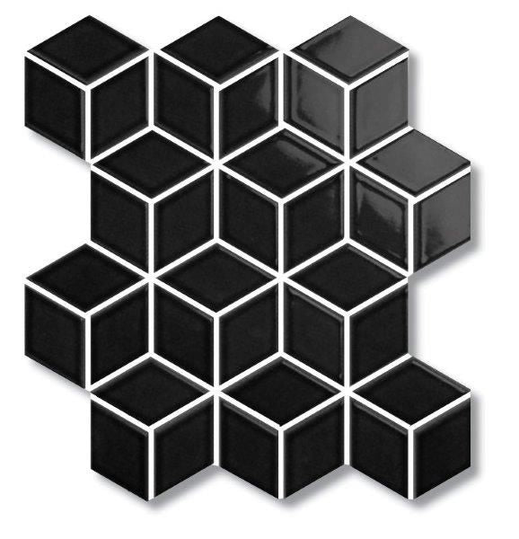 DIAMOND CUBE BLACK MATT MOSAIC 83X48MM - PT- EV- PM-CO-BLK-DIAC80M