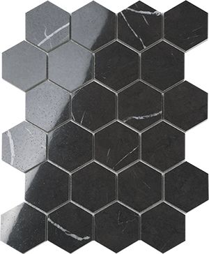 EURO PIETRA GREY HEX POLISHED MOSAIC 62X72MM - PT- EV- PM-EMPTG-HEX62-P